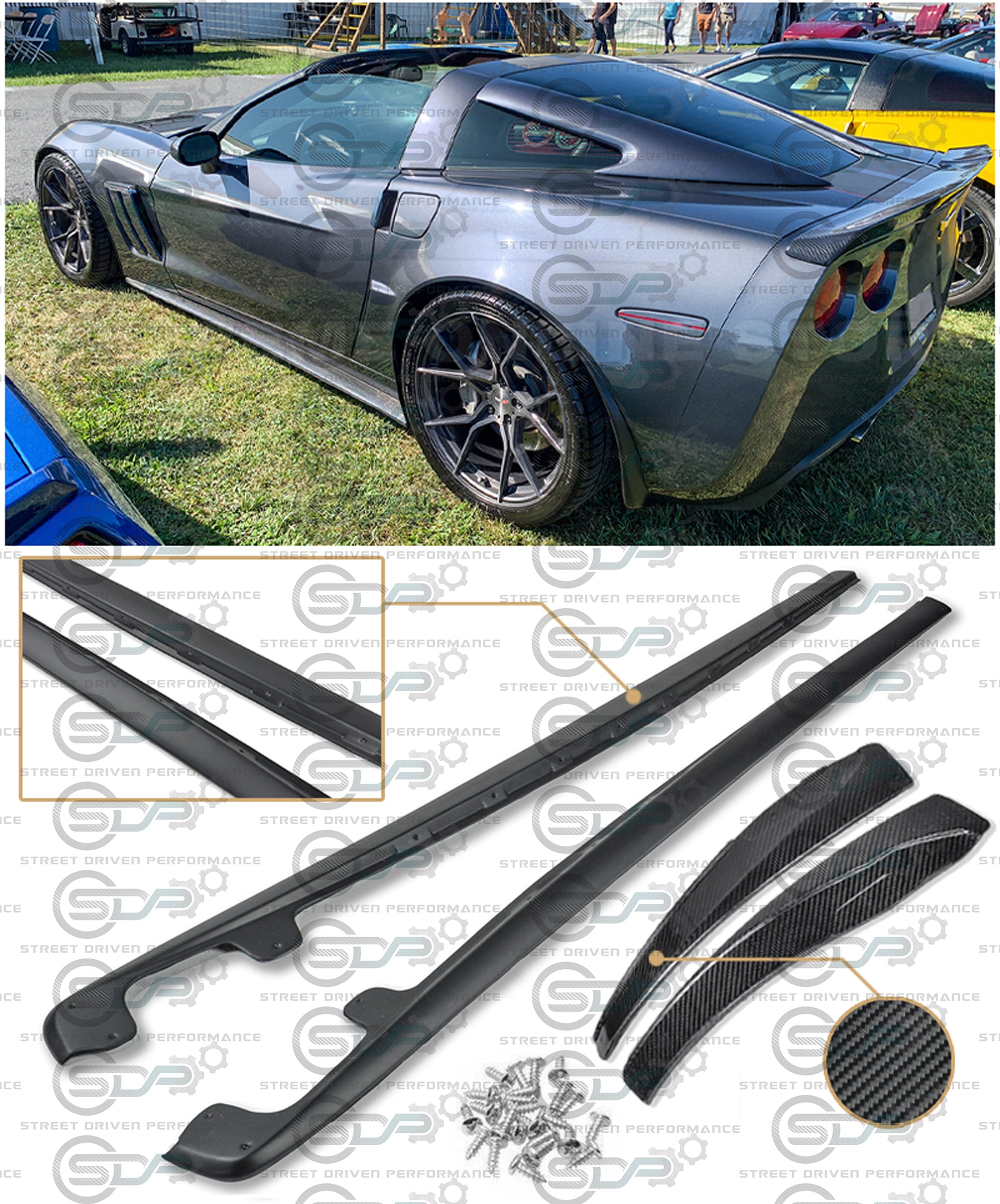 2005-2013 C6 Corvette - Grand Sport / Z06 / ZR1 - "ZR1 Conversion" Side Skirts / Rocker Panels / Ground Effects with Mud Flaps